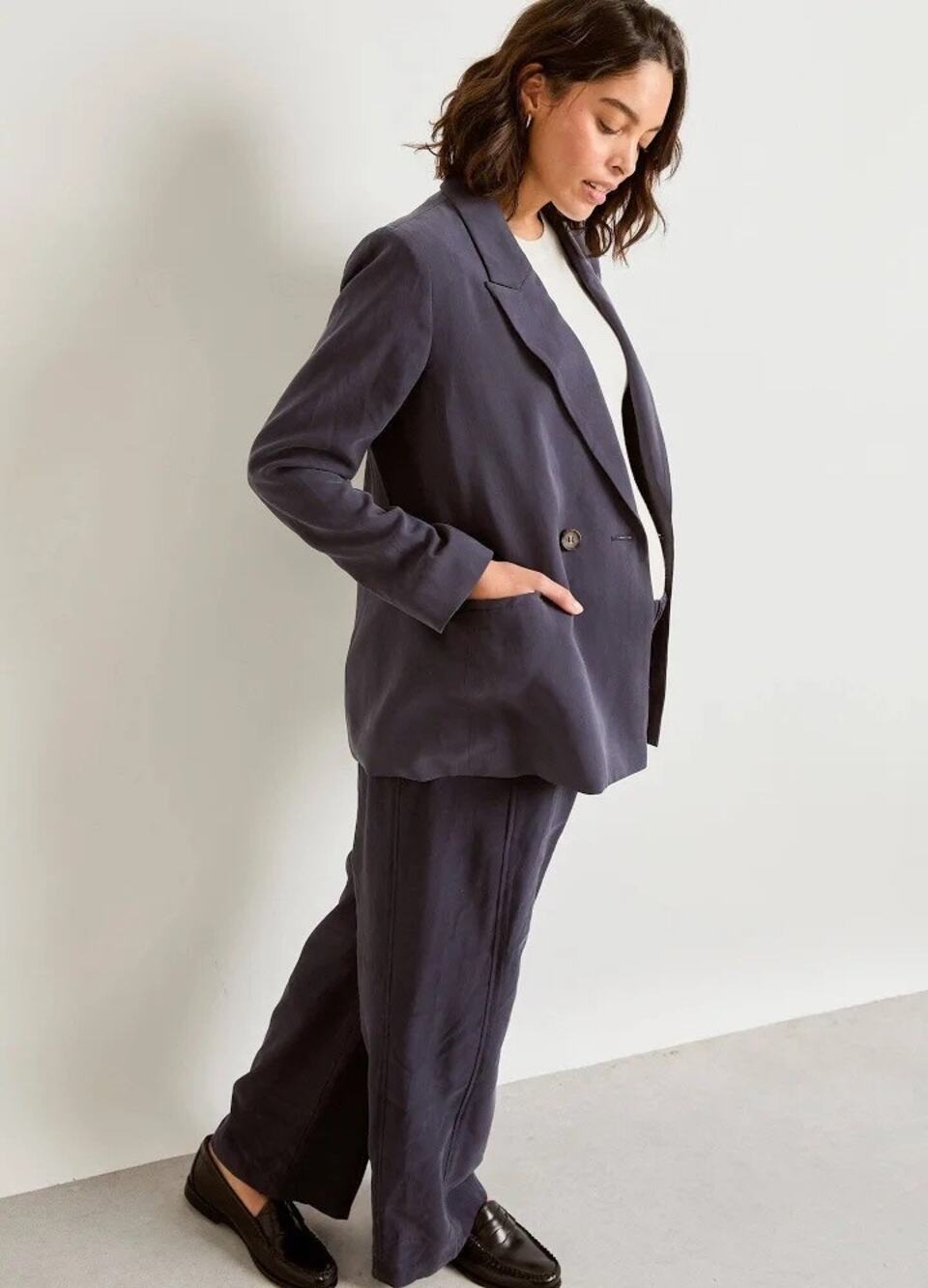 NWT HATCH Soft Tailored Twill Maternity Blazer Slate Blue Size 1 S 2-4